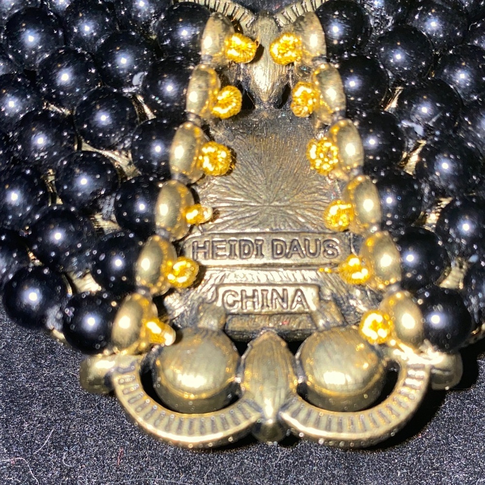 Authentic Heidi Daus Elegant Know How Black Brown and Gold Beaded Necklace - Picture 2 of 8
